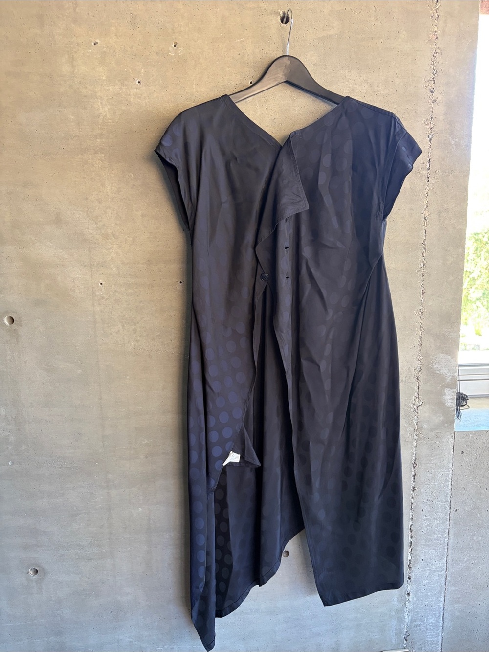 Y's by Yohji Yamamoto Black Asymmetrical Polka-Dot Dress